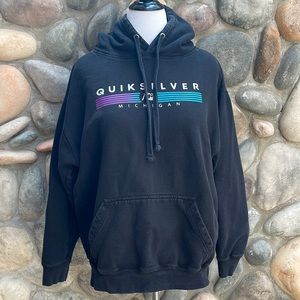 Quiksilver MICHIGAN Men’s Black Vintage Pullover Sweatshirt Hoodie XL